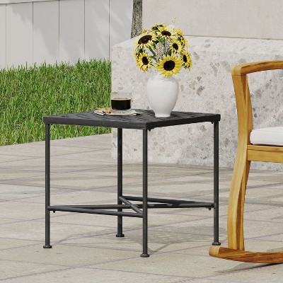 CAVINAS Modern Iron Patio Side Table,16.5" Outdoor End Table with Powder Coated Finish,Versatile Small Patio Table for Garden,Patio,Black