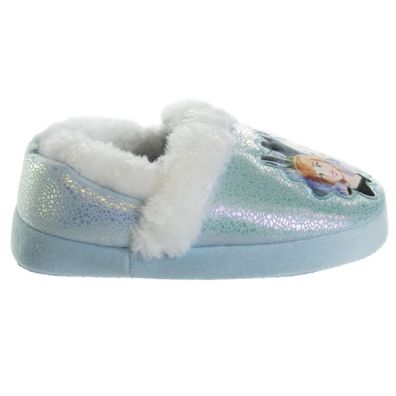 Disney Frozen 2 Elsa and Anna Girls Slippers - Plush Lightweight Warm Comfort Soft Aline House Slippers - Blue White Crinkle (Sizes 5 - 12 Toddler/Little Kid), 4 of 9
