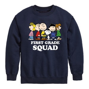 Boys' - Peanuts - First Grade Squad Graphic Long Sleeve Fleece Sweatshirt - 1 of 4