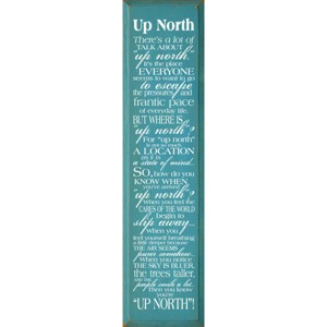 Slickblue Up North Wood Wall Sign – Rustic Quote for Cabin, Lake House, or Retreat Decor – 9x36 Inches, Color Options - 1 of 3