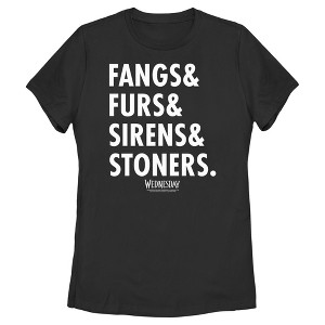 Women's Wednesday Fangs & Furs & Sirens & Stoners T-Shirt - 1 of 4