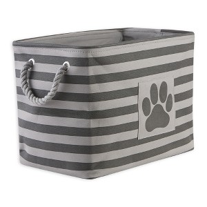 Bone Dry Collapsible Rectangle Pet Storage Bin Stripe Paw Patch, Gray, Medium - 1 of 4