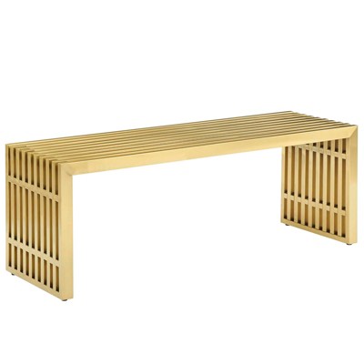Modway Gridiron Medium Stainless Steel Bench Gold