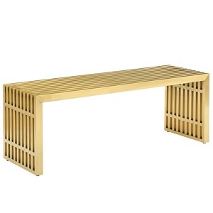 Modway Gridiron Medium Stainless Steel Bench Gold - 1 of 4