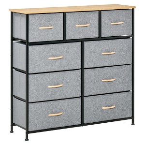 FONTOI Storage Unit with 9 Drawers Chest&Wood Top, Organizer Tower for Bedroom, Hallway, Closet, Entryway, Oak&Gray, 11.8"*39.3"*39.3" - 1 of 4