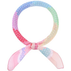 INSPIRE CHIC Women's Rainbow Bowknot Printed Small Square Blended Cotton Scarves 1Pc - 1 of 4