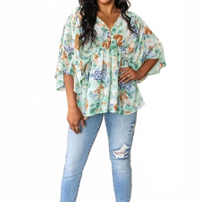 Women's Fabled In Floral Draped Peplum Top - Jodifl S