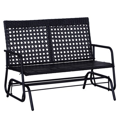 Outsunny 47" Outdoor Rattan Wicker Glider Bench