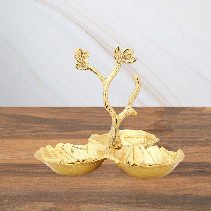 Classic Touch Gold Leaf 3 Sectional Relish Dish, 2 of 4