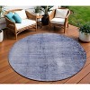 Navy Blue And Sky Blue Abstract Washable Indoor Outdoor Area Rug - 2 of 4