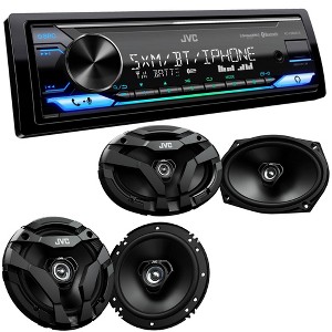 JVC KD-X380BTS Digital Media Receiver featuring Bluetooth, USB Amazon Alexa w/ 1 Pair JVC CS-DF620 6.5" and 1 Pair CS-DF6920 6x9" Coax Speakers - 1 of 4