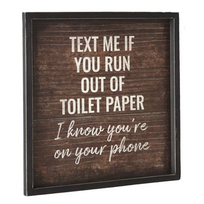 Lakeside Humorous Bathroom Sign - "Text Me if You Run Out of Paper" with Rustic Finish