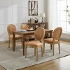 Set of 2 Beige French Style Solid Wood Frame Antique Painting Linen Fabric Back Dining Chair - 2 of 4