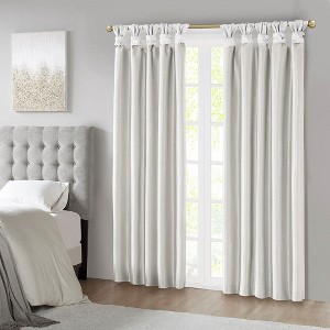 PAGED 50x84 Inch Polyester Twist Tab Lined Blackout Curtains,Faux Silk Sheen Base Face Fabric Curtain Panels for Living Room,Bedroom - 1 of 4