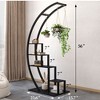 5 Tier Metal Plant Stand, Half-Moon Shape Plant Rack With Hanging Hooks, Tall Plant Holder for Home Decor, Garden, Balcony - 3 of 4