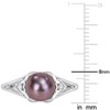 EVERLY JEWELRY |Sterling Silver 0.02 CT TW Diamond 7 - 7.5 MM Black Freshwater Cultured Pearl Fashion Ring - 4 of 4
