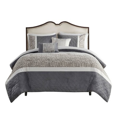 Gray King Microfiber Jacquard 7-Piece Bedspread Set