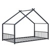 TIRAMISUBEST Twin/Full Size Metal House Bed with Roof Design, Kids Playhouse Bed Daybed Floor Bed for Boys Girls - 4 of 4
