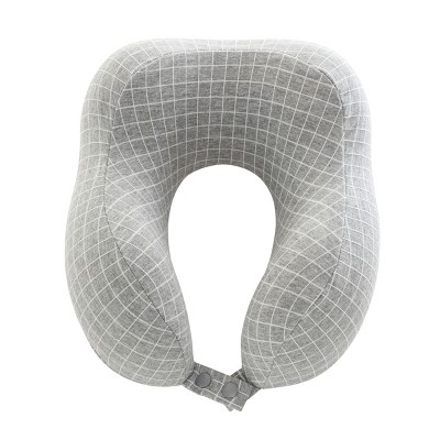 Gray Memory Foam Travel Pillow with Washable Nylon Cover