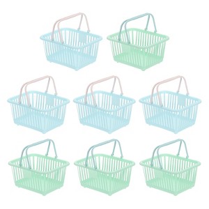 Unique Bargains Plastic Grocery Shopping Toy Storage Mini Decorative Baskets 6.3" x 3.5" x 5.1" 8 Pcs - 1 of 4