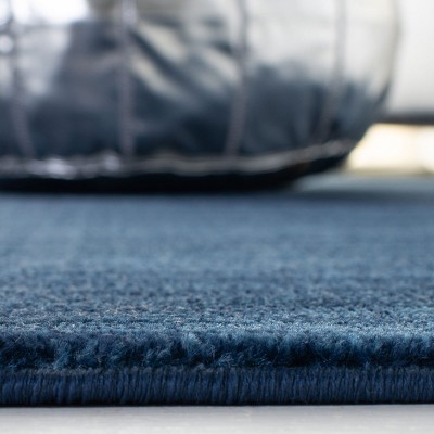 Navy Solid Synthetic 4' x 6' Hand-knotted Area Rug
