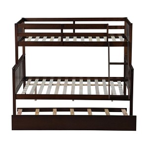 YOOCOZZ Twin over Full Wood Bunk Bed with Trundle, Convertible Ladder and Guardrail - 1 of 4