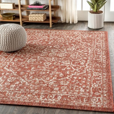 Bohemian Medallion Red and Taupe 3' x 5' Reversible Indoor/Outdoor Rug