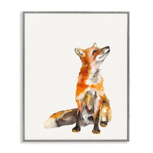 Stupell Industries Curious Fox Illustration Framed Giclee Art, Gray, 11" x 14" - 1 of 4