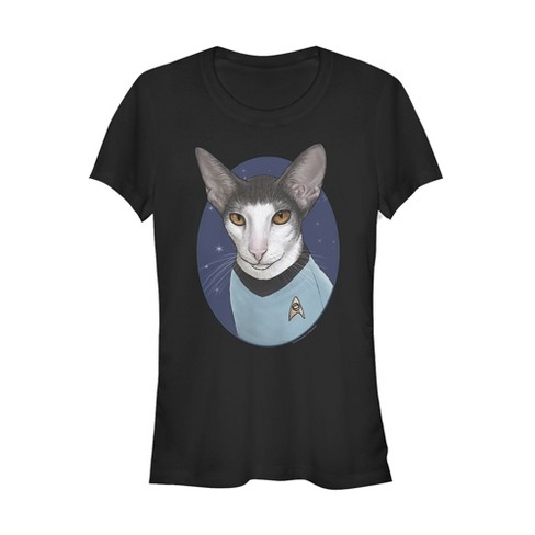 Juniors Womens Star Trek Spock Cat Portrait T-shirt - Black - Large ...