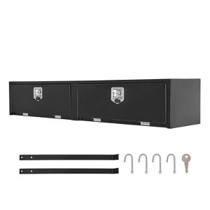 VEVOR Truck Tool Box, 72 x 13 x 16 Inch, Black Carbon Steel Topsider Toolbox with Dual Drop Doors,Heavy Duty Lockable Storage & Organization Box,Black - 1 of 4