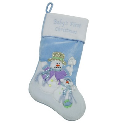 Northlight 21" Blue and White 'Baby's First Christmas' Snowman Christmas Stocking