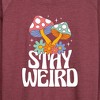 Women's - Instant Message - Stay Weird Mushrooms Lightweight French Terry Wide Neck Long Sleeve Graphic Shirt - 2 of 4