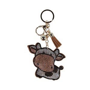 CTM Women's Glitter Cow Character Bag Charm with Faux Leather Tassel - 1 of 2