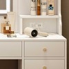 AENKYO Large Vanity Table Set with Mirror, White Makeup Vanity Desk with 6 Drawers, Shelves & 3 Adjustable LED Lights, Tall Dressing Table for Bedroom - 3 of 4