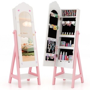 Infans Kids Jewelry Cabinet Standing Children Jewelry Organizer w/ Full-Length Mirror - 1 of 4