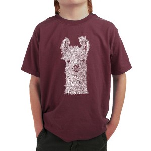 LA Pop Art Boy's Word Art T-shirt - Llama - 1 of 4