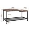 Coffee table, two-tiered rustic center table with grid shelf, industrial style living room table, cocktail table with adjustable feet - 2 of 4