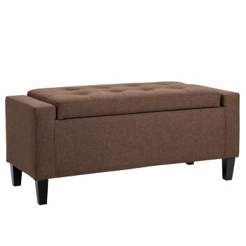HOMCOM PU Leather Storage Ottoman Bench Lift Top Tufted Rectangle Ottoman for Living Room, Entryway, or Bedroom, Dark Brown