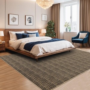 9x12 Modern Textured Solid Color Thin Area Rug, Non Slip Washable Indoor Rug , Foldable Rug for Living Room, Bedroom, Kitchen, Entryway - 1 of 4