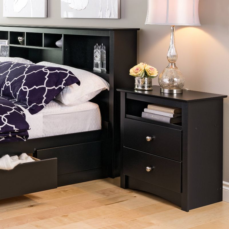 Tall 2 - Drawer Nightstand with Open Shelf - Prepac, 3 of 9