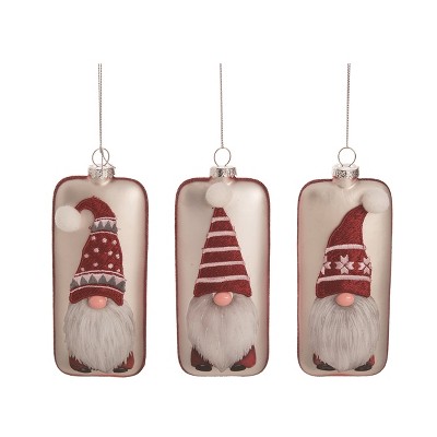 Transpac Glass Painted Gnome Ornament Set of 3 Christmas Home Decorations
