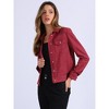 INSPIRE CHIC Women's Turn-Down Collar Flap Pockets Snap Button Faux Suede Jacket - 2 of 4