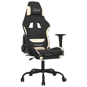 vidaXL Gaming Chair with Footrest, Black and Cream, Fabric - 1 of 4