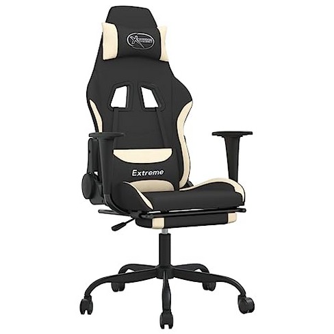 vidaXL Gaming Chair with Footrest, Black and Cream, Fabric - image 1 of 4