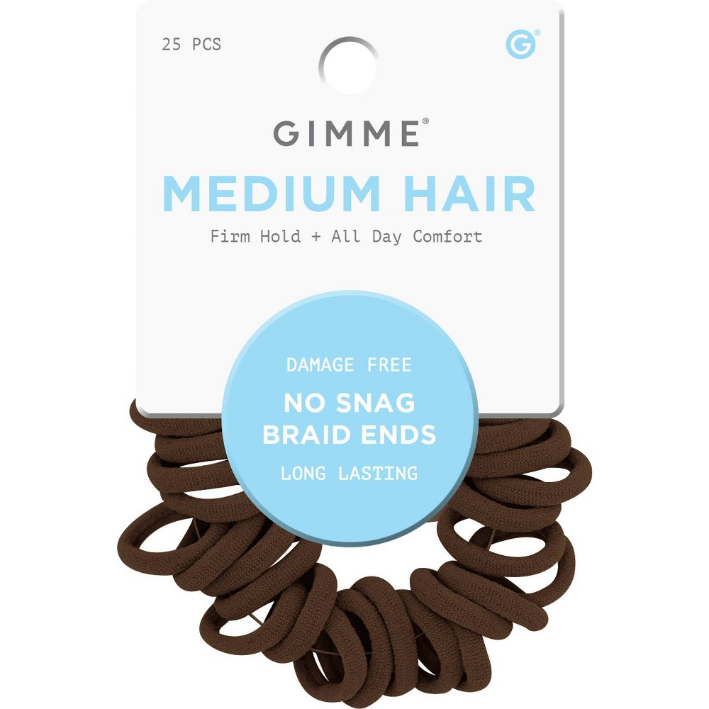 Photos - Hair Styling Product Gimme Beauty Medium Braid Ends Hair Tie Bands - Brown - 25ct