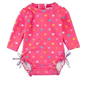 RuffleButts Baby/Toddler Girls UPF50+ Long Sleeve One Piece Rash Guard - 1 of 3