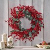 29 Inch Artificial Berries Eucalyptus Wreath Decoration, Realistic Faux Eucalyptus Leaves Wreaths - 4 of 4