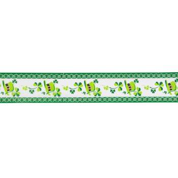 Northlight St. Patrick's Day Shamrock  and Hat Wired Spring Craft Ribbon 2.5" x 10 Yards