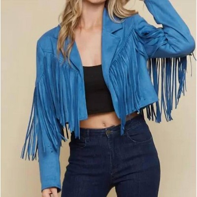 Women's Dutton Suede Fringe Motto Jackets - Saints & Hearts