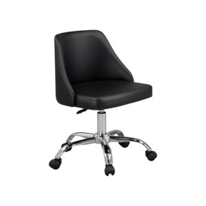 HomeRoots Black and Silver Faux Leather Adjustable Height Swivel Rolling Office Chair - 1 of 4